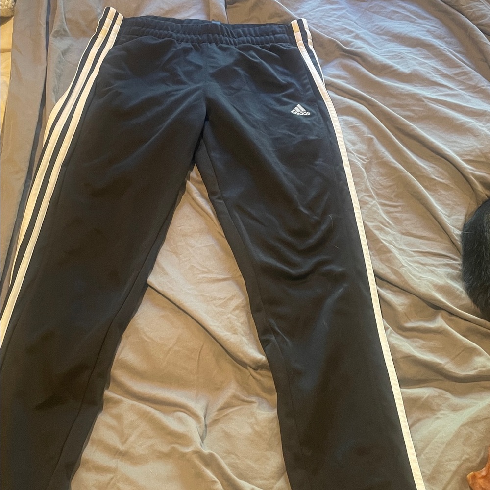 Adidas Black Joggers with White Accents